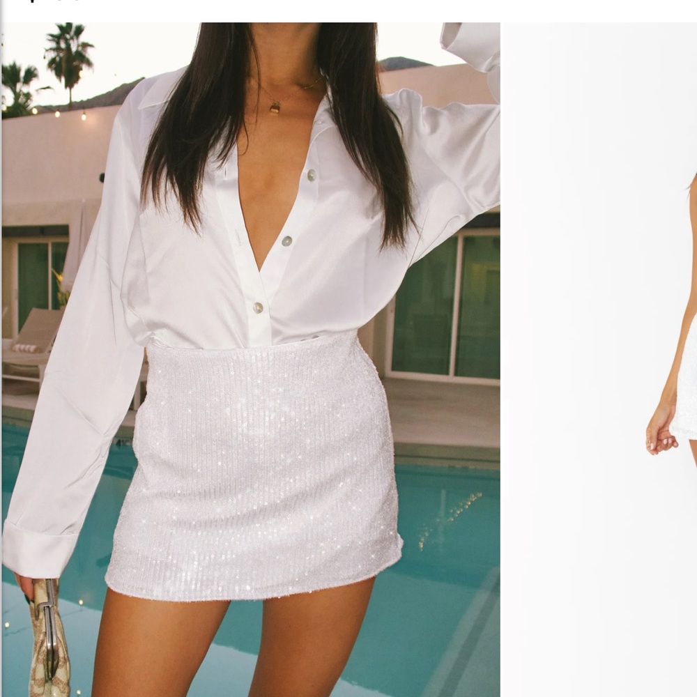 Mumu Silver Sequin Top & Skirt